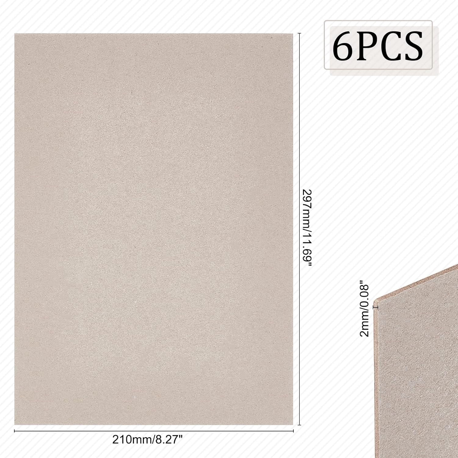 11.7 x 8.2” Book Board, 6pcs 79PT Rectangle Binders Board for Book Binding Heavy Weight Brown Kraft Cardboard Paper Board for Scrapbooking Picture Frame Backing Invitations