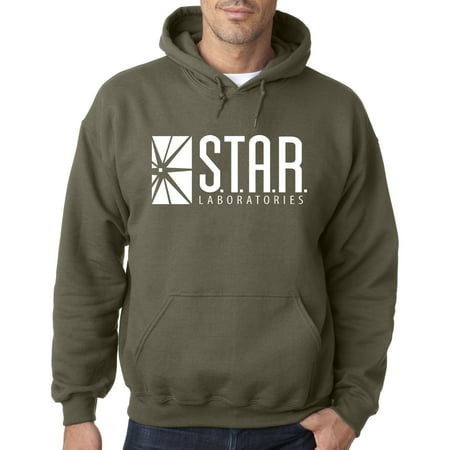 Trendy USA 859 - Adult Hoodie Star Laboratories Labs Comic Hero Sweatshirt 2XL Military Green