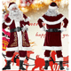 thumbnail image 3 of Txlixc Traje de Santa Claus, sombrero + Chal + abrigo + pantalones sueltos + zapatos + guantes + cinturón, traje de terciopelo para adultos / niños Txlixc moda, 3 of 9