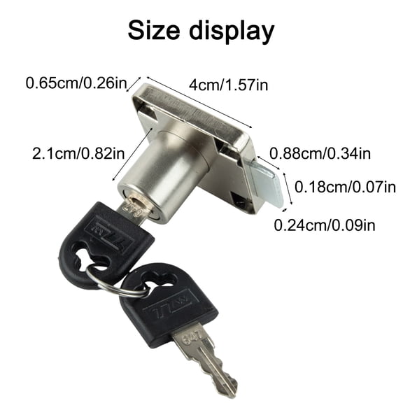 2Pcs Furniture Drawer Lock Matching Key Drawer Lock Bolt Cam Lock