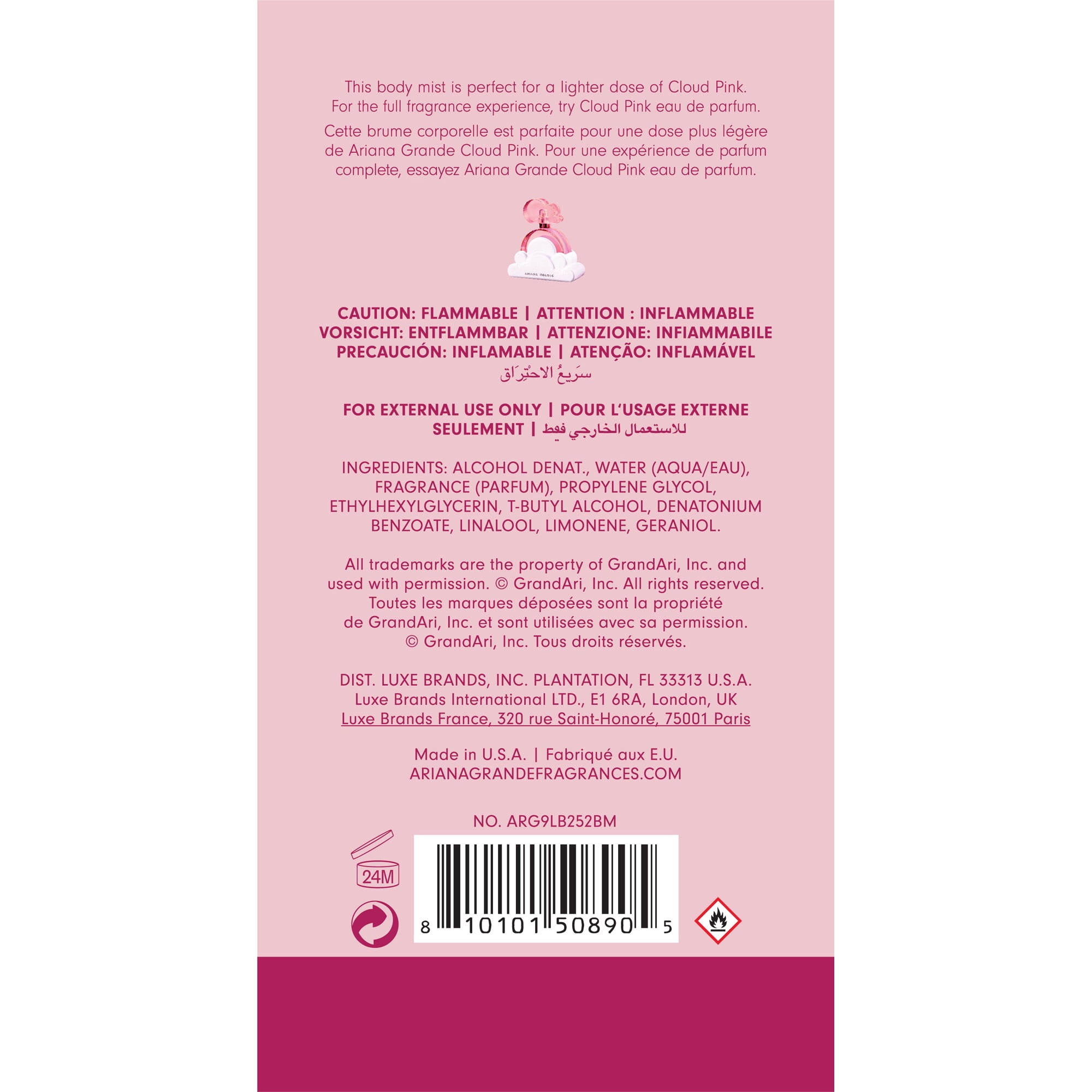 Cloud Pink by Ariana Grande for Women 8.0 oz Body Mist