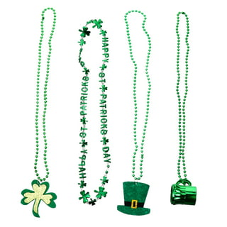 30 Pack St. Patrick's Day Necklace Green Necklaces Bulk with