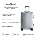 thumbnail image 2 of Set de 3x Maletas para Viaje: Carry On 20, Documentada 29 y Bolsa de Cosmeticos 6 Minimalista & Elegante de Aluminio Vom Wald® - Color Plateado, 2 of 6