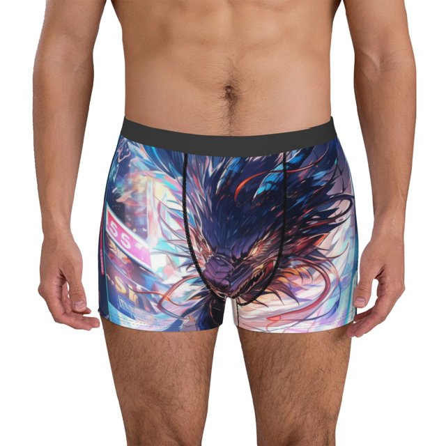 Balery Urban Style Colorful Dragon Calzoncillos bóxer para hombre, ropa interior de algodón suave y transpirable con cinturilla de nailon-Large