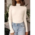 thumbnail image 2 of Remera PRETTYGARDEN Cuello Alto Manga Larga Acanalada Beige M, 2 of 8