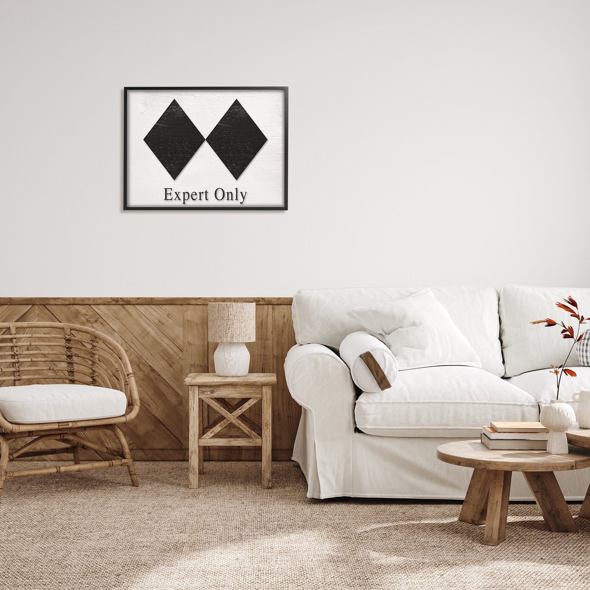 Stupell Industries Double Black Diamond Ski Sport Symbol Experts Only, 30 x 24, Design by Daphne Polselli