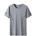 thumbnail image 4 of MIXUE Shirts For Men Summer Ice Silk Solid Color Round Neck Short Sleeve Breathable Loose Fit Casual Tops Pullover T Shirts Activewear,Gray,XL, 4 of 4