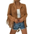 thumbnail image 2 of Fringe Jacket for Women 70S Hippie Cowgirl Western Long Sleeve Slim Fit Notched Lapel Tassel Cropped Coat Outerwear, 2 of 7