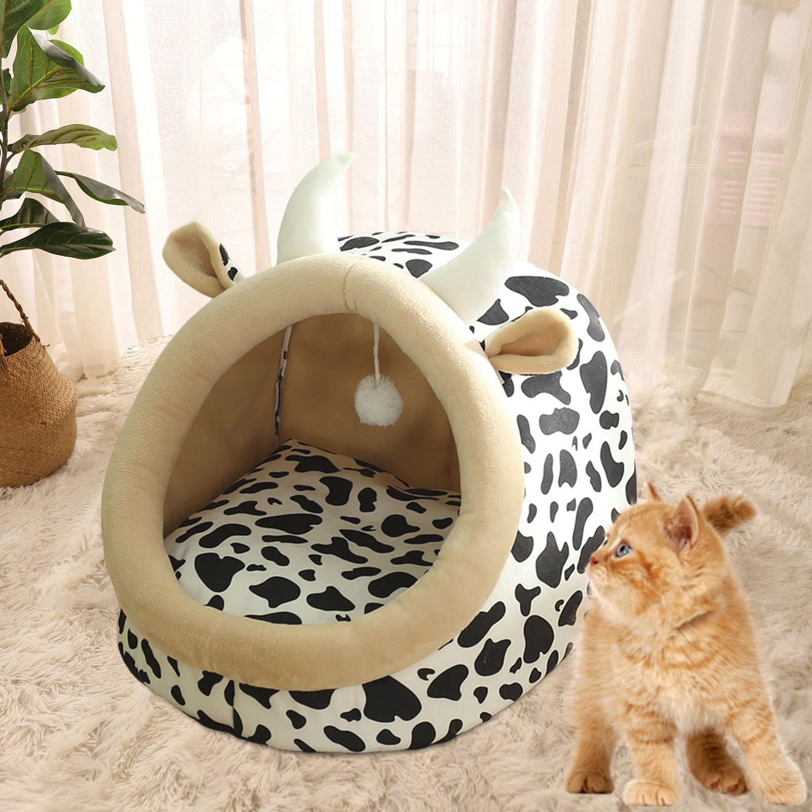 Bvdfgk Cave Bed Pet House Cushion Soft Anti Slip No Deformation Dog Furniture with Ball 43x40x35cm Multi