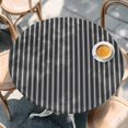 thumbnail image 3 of Geometric Grey, Fitted Tablecloth with Elastic Edged, Round Table Cloth for Dining Table, Abstract Contemporary Minimalist Line Waterproof Oil Proof Table Cover for Indoor Outdoor 55"-60", 3 of 9
