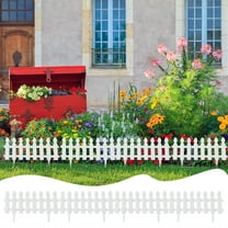 White Plastic Garden Fence Edging | 48x29cm Foldable Flower Bed Border | Weatherproof Lawn & Pathway Decor | Easy Assembly with Ground Spikes