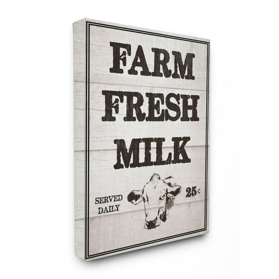 Stupell  Farm Fresh Milk Vintage Sign Stretched Canvas Wall Art 16 x 20
