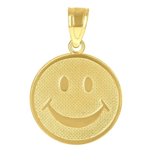 10k Yellow Gold Mens Smile Charm Pendant for Men