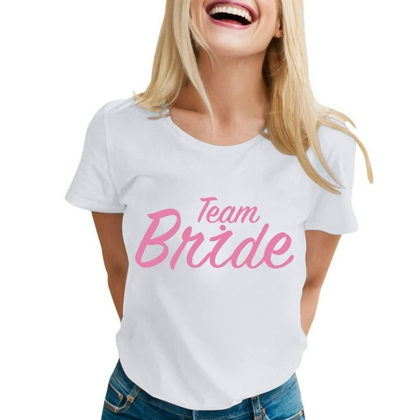 Camiseta informal de mujer con estampado de letras, cuello redondo y manga corta - Tejido de poliéster - Tallas S-XXL
