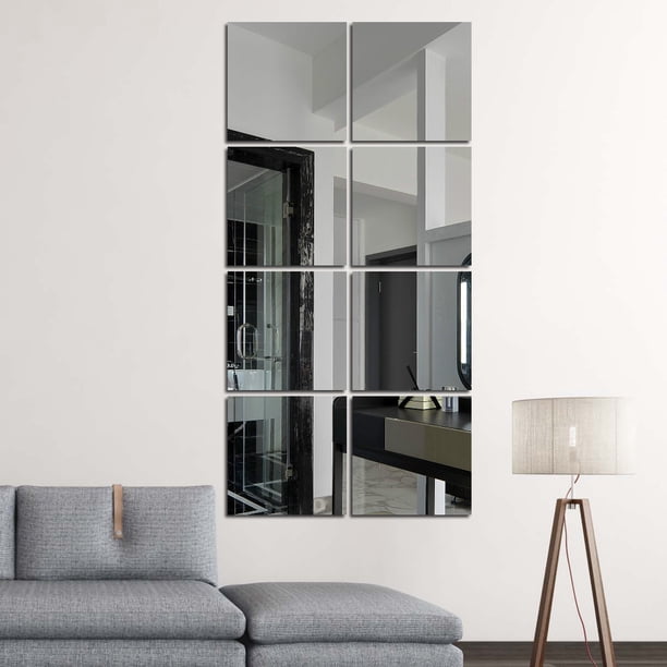 Pegatina de pared acrílica cuadrada para baño, decoración del hogar, pegatina de espejo estéreo autoadhesiva DIY de 1 mm