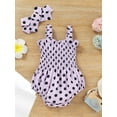 thumbnail image 2 of Franhais Baby Girls 2Pcs Summer Outfits, Sleeveless Dots Print Shirred Romper + Headband Set, 2 of 9