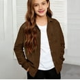 thumbnail image 2 of KAUOD Kids Corduroy Shackets Jackets Front Pockets Button Long Sleeve Coats Boys Girls Plain Soft Collar Shirt Clothes, 2 of 9