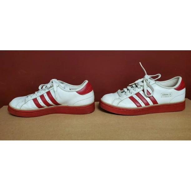 Ad-id-as Muhammad Ali White-Red Stripes Leather LowTop Shoes 8 US