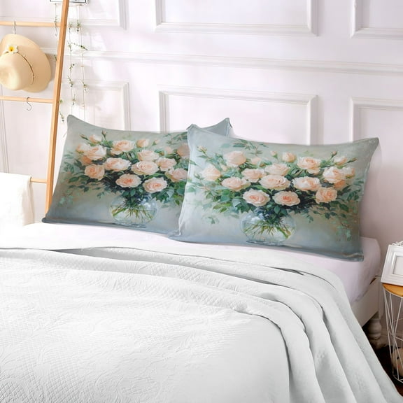 Pillow Case Plush Pillow Beautiful Blush Roses Case standard size/King size/Queen size Bed Pillow Pillowcases