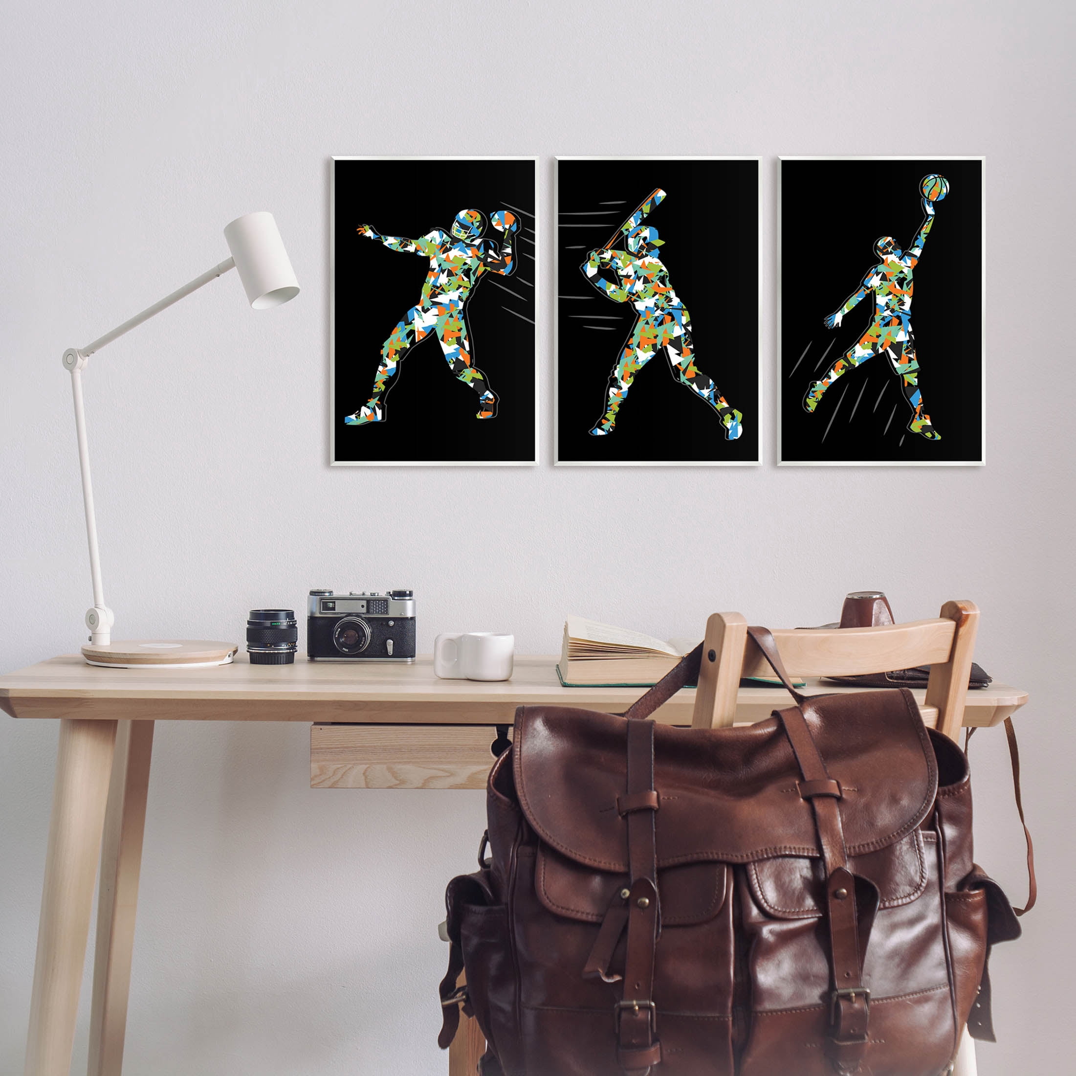Stupell Industries Geometric Athlete Patterned Sports Graphic Art Unframed Art Print Wall Art, Set of 3, Design by Arrolynn Weiderhold