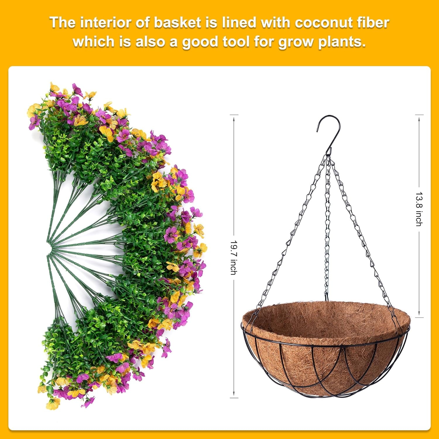 Artificial Faux Hanging Flowers Plants with Basket for Outdoor Spring Decoration, Fake Silk Daisy Outside Indoor UV Resistant Look Real Yard Patio Front Porch Garden Balcony Home Decor(Mix4)