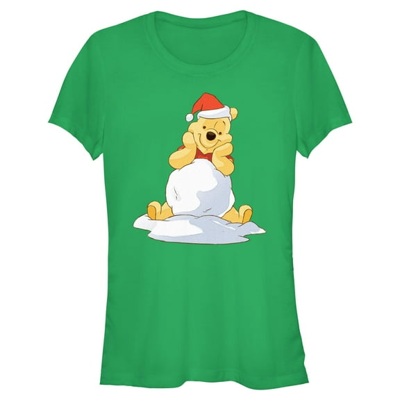 Juniors Winnie the Pooh Adorable Christmas Snowball T Shirt