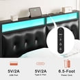 thumbnail image 4 of GUNAITO Full Size Bed Frame with PU Leather Storage Headboard & Footboard Upholstered Platform Bed with LED Lights USB Ports & Outlets Black, 4 of 4