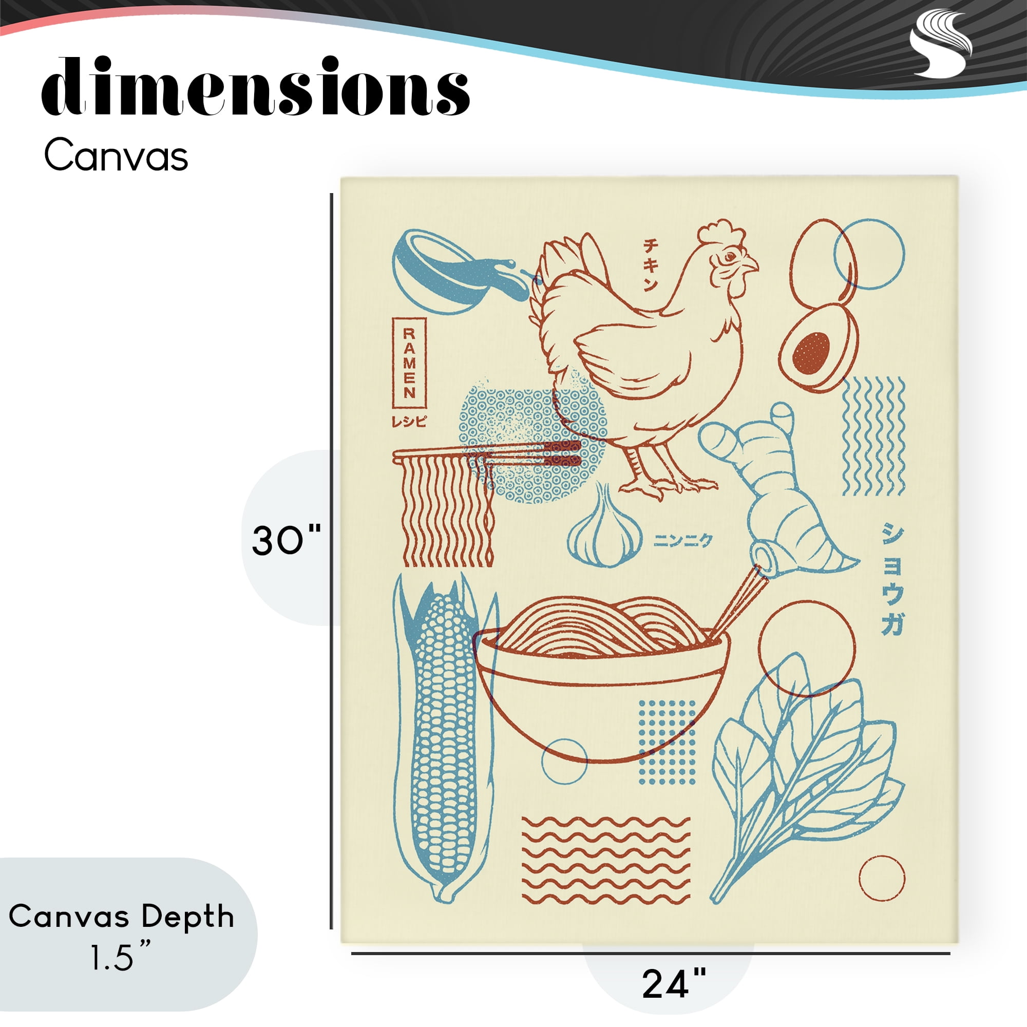 Stupell Industries Minimalist Ramen Ingredients Canvas Wall Art, design by Tobe Fonseca