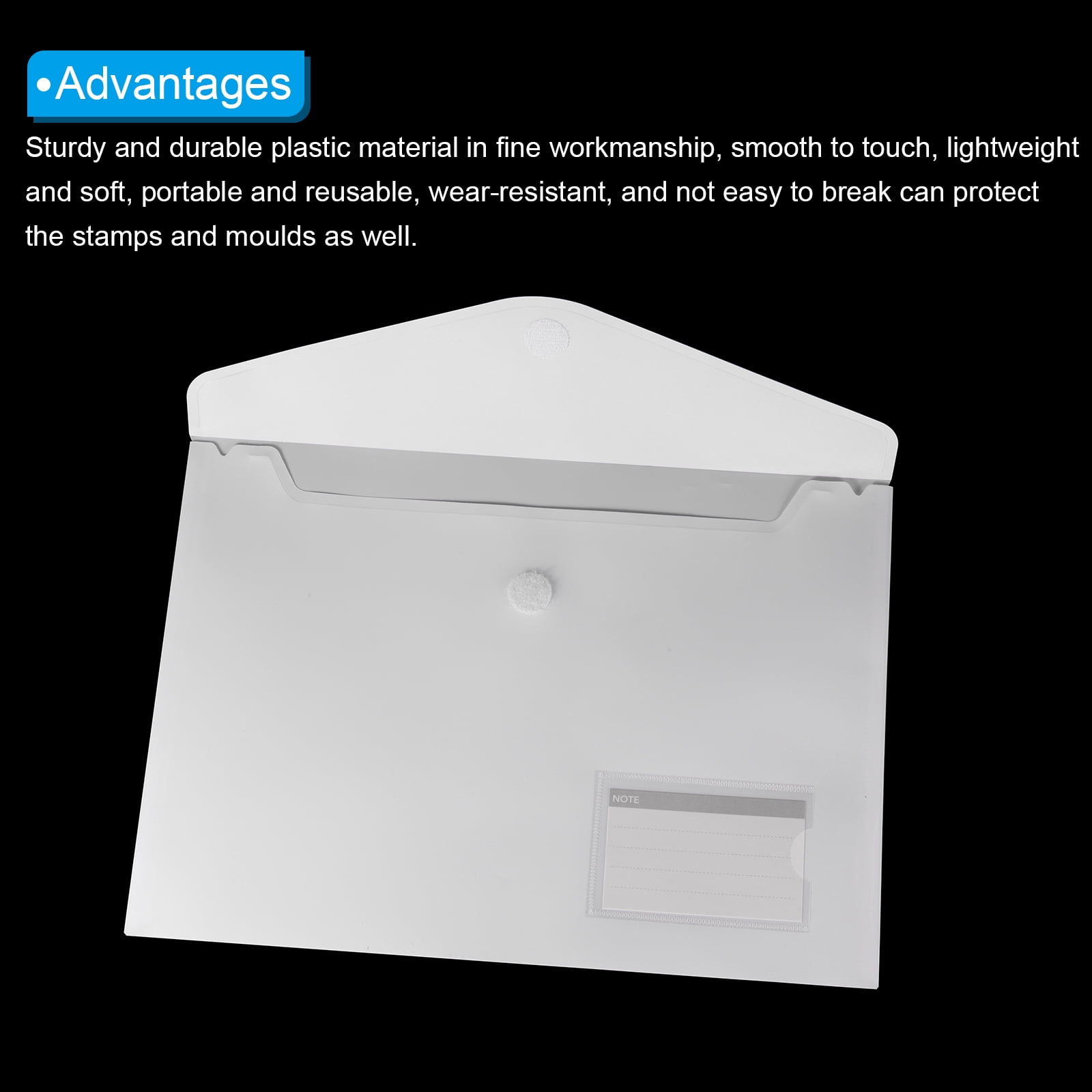 Uxcell Plastic Envelopes Folder, 25Pcs A4 Letter Size with Label Pocket File Bag White