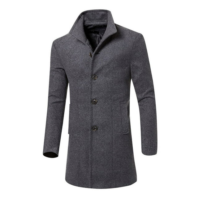 KIHOUT Winter Warm Coats Men Jacket Warm Winter Trench Long Outwear Button Smart Overcoat ,Size M-3XL