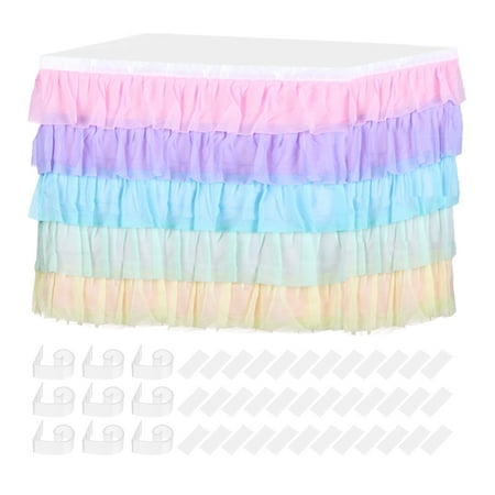 

Uxcell 1 Pack 14ft Multicolored Ruffle Table Skirt Tablecloth Table Cover for Party Cake Dessert Table Decoration