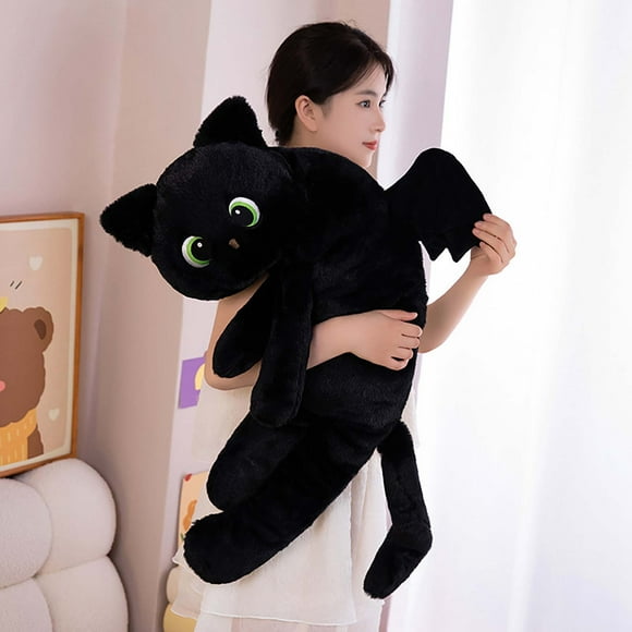 Bl Ack Cat Plu Sh With Bat W Ings Soft Black Kit Ten Plu Sh Pillow Cute Cat Body Pillow Long Cat Pillow For Decorations Birthday Gi Ft S