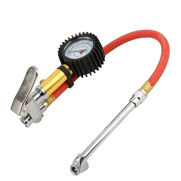 Tire Inflator with Tyre Pressure Gauge, Extended Straighton Air Chuck