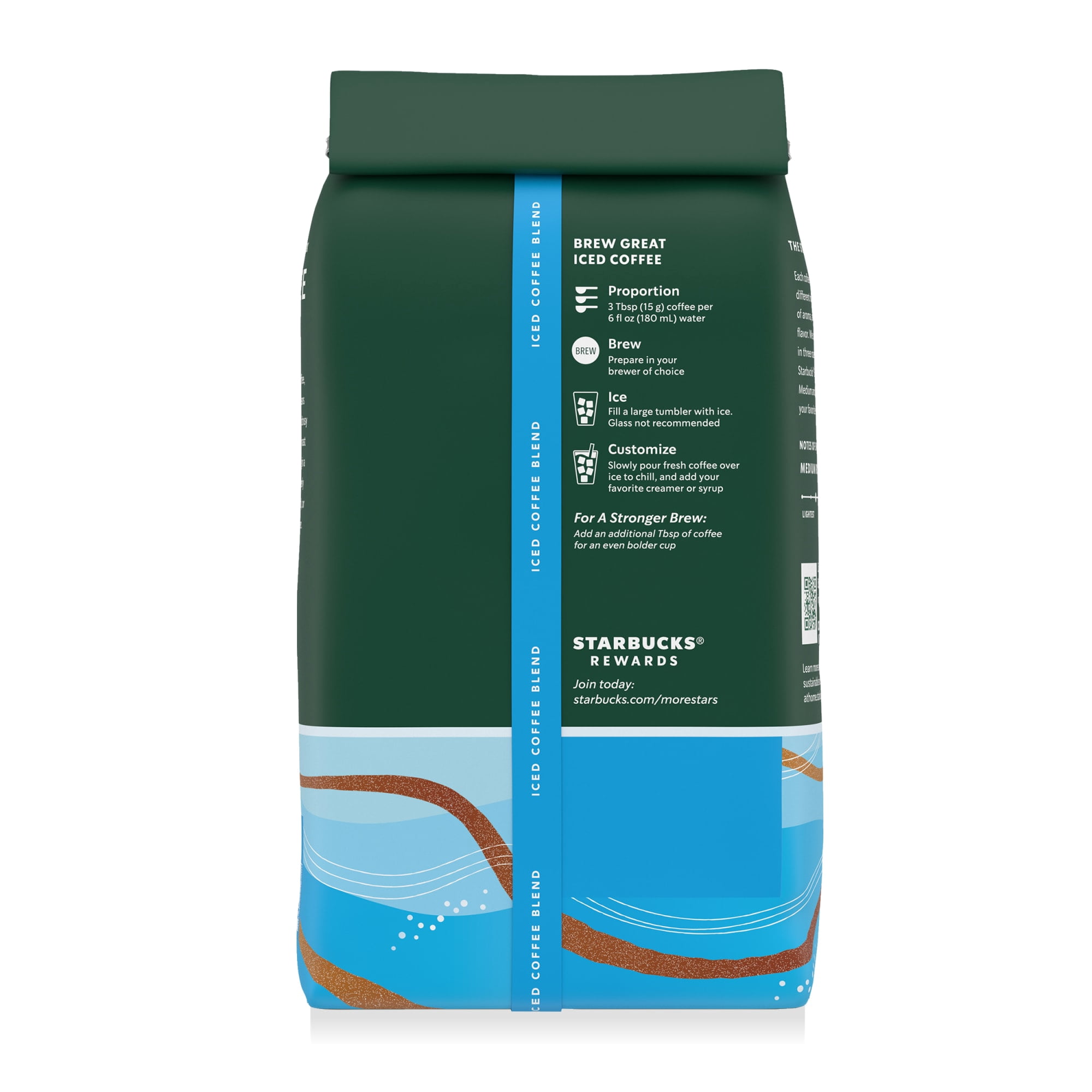 Starbucks Iced Coffee Blend, Signature Black, Medium Roast Ground Coffee, 12 oz