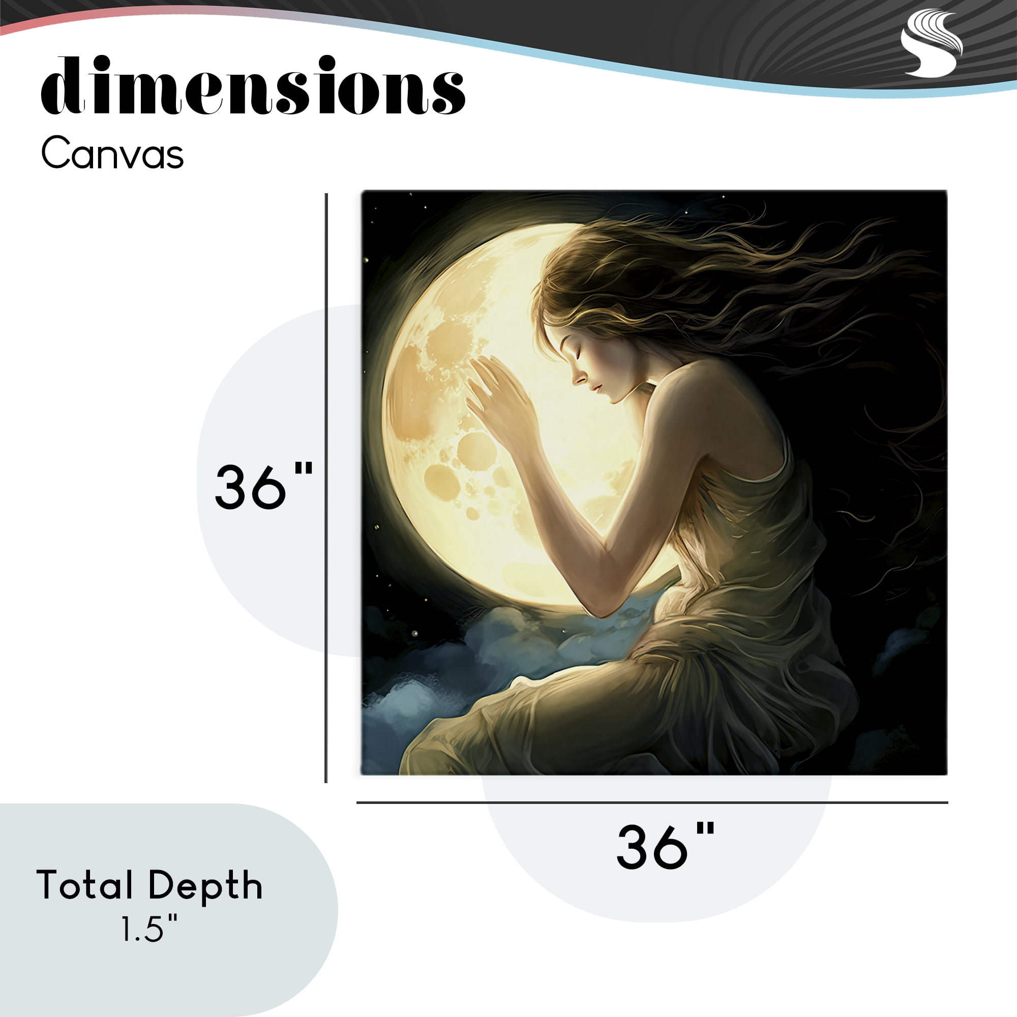 Ethereal Moon Love Canvas Wall Art, design by Sasha
