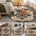 thumbnail image 5 of Boho Ethnic Round Area Rug 7 FT,Non Slip Living Room Area Carpet,Vintage Bohemian Traditional Floral Classic Washable Soft Circular Rug Floor Carpet for Bedside Office Play Room Classroom, 5 of 9