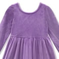 thumbnail image 3 of Millie Loves Lily Girls'Purple Rib Velour Long Sleeve Dress With Ruffle,Big Girls, Size 5, 3 of 5