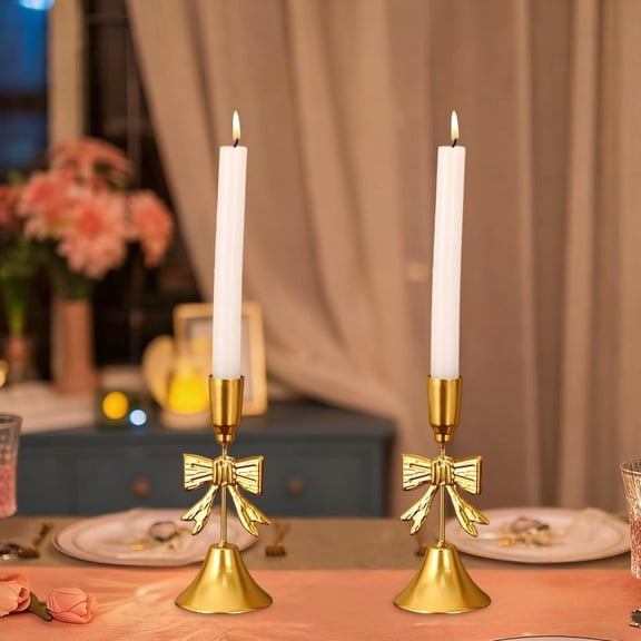 Outoloxit Christmas Candle Holder Wrought Iron Vintage Gold for Table Decor, Fireplace, Centerpiece, Festive Holiday Dinner and Home Decoration, 5x5x9.4 Inches