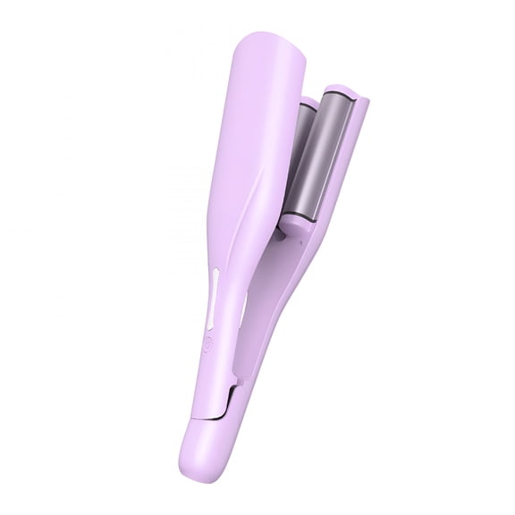 EXLEAF 11.4" Double Barrel Beach Waves Curling Iron,Ceramic Anti-Scald Purple