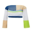 thumbnail image 4 of Women Crochet Knit Crop Tops Long Sleeve Color Block Fit T-Shirts, 4 of 5
