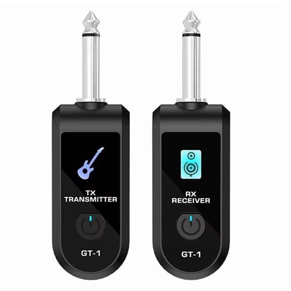 2.4G Wireless Guitar System Rechargeable Lithium Battery Wireless Guitar Transmitter Receiver for Electric Guitar Bass,B,1set * guitar adapter,Black