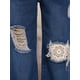 thumbnail image 5 of Jeans de maternidad desgastados y rasgados Inspire Chic para mujeres, parches de encaje, soporte sobre el vientre, pantalones de mezclilla para el embarazo, color azul oscuro., 5 of 6