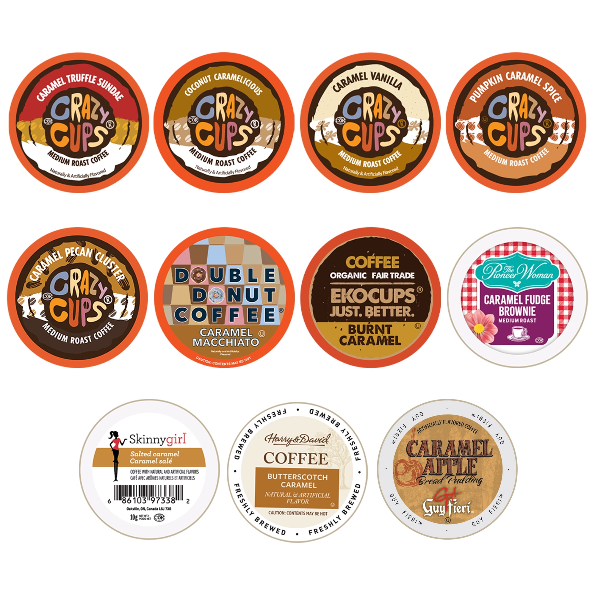 Perfect Samplers Caramel Coffee Pods Variety Pack, Medium Roast Coffee