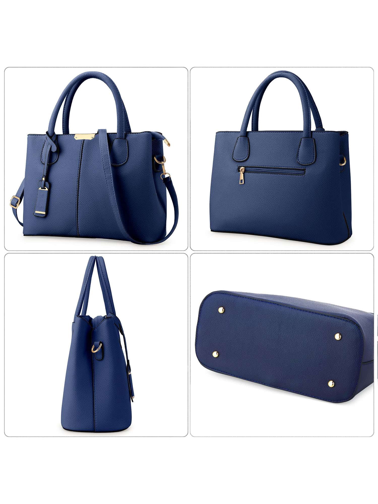 Gustave PU Leather Shoulder Tote Bag Crossbody Purses and Handbags Fashion Large Capacity Top Handle Satchel Bags for Women Ladies "Navy"