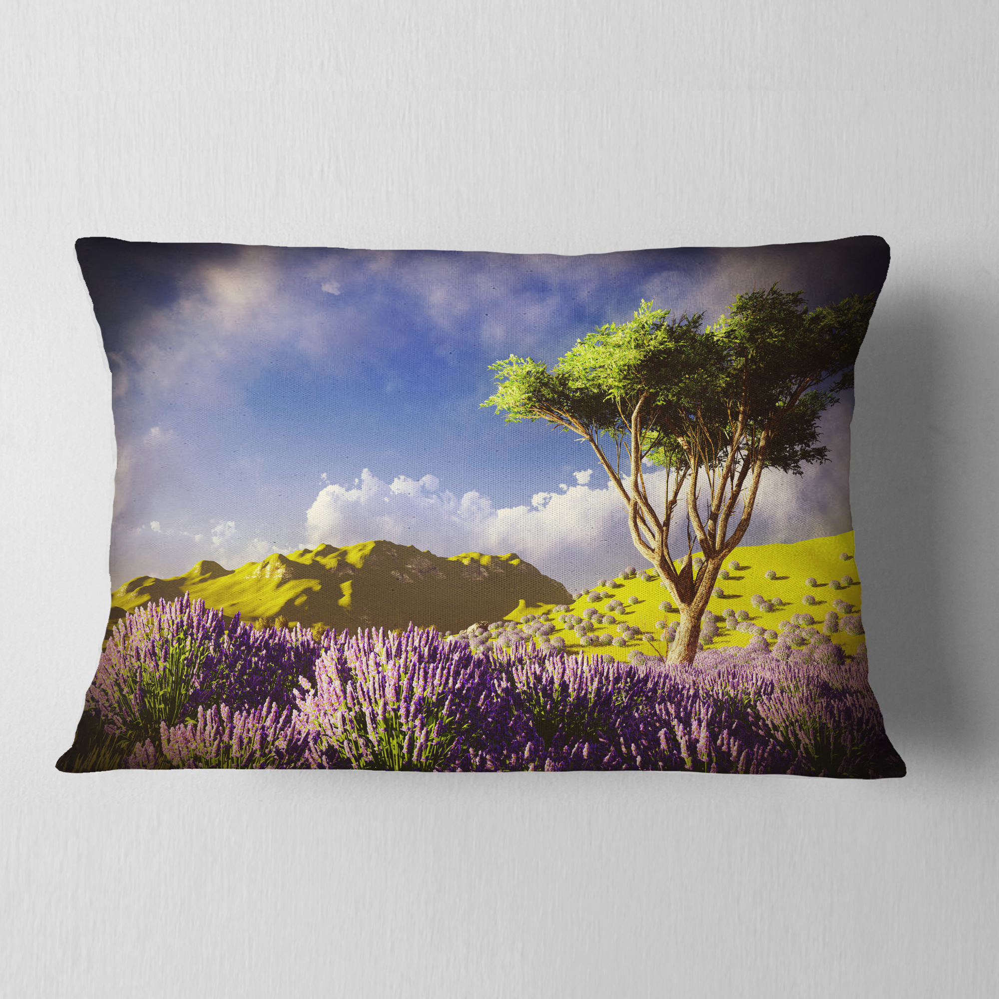 Designart 12" x 20" Purple Polyester Throw Pillow
