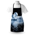 thumbnail image 3 of Moon Apron The Moon Setting over Clouds Water Reflections Stars Universe Themed Image Print, Unisex Kitchen Bib Apron with Adjustable Neck for Cooking Baking Gardening, Black Blue White, by Ambesonne, 3 of 3
