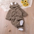 thumbnail image 6 of ZyeKqe Fleece Rompers for Newborn Full Zipper Cute Hooded Winter Thick Warm Fuzzy Casual Toddler Kids Jumpsuits(3-6 Months,Coffee), 6 of 7