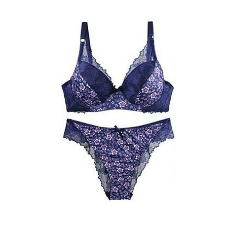 Tao Tao Women s Solid Lace Push Up Bra And Panties Set Underwear Sets Underwear Mesh 2 Piece Underwear Sets Blue M