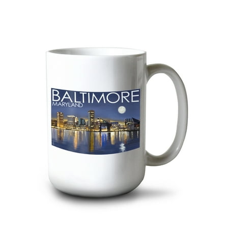 

15 fl oz Ceramic Mug Baltimore Maryland Skyline at Night Dishwasher & Microwave Safe
