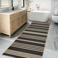 thumbnail image 2 of Garvee 2'x6' Modern Striped Runner Rugs Easy Jute Rug with Non-Slip Backing, Washable Rug Neutral Print Indoor Outdoor Carpet for Bedroom Hallway Patio, Black White, 2 of 7